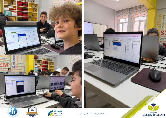 GELİŞİM OKULLARI ORTAOKULU ÖĞRENCİLERİMİZ, MIT APP INVENTOR İLE MOBİL UYGULAMALAR TASARLAYARAK KODLAMA BECERİLERİNİ GELİŞTİRDİ